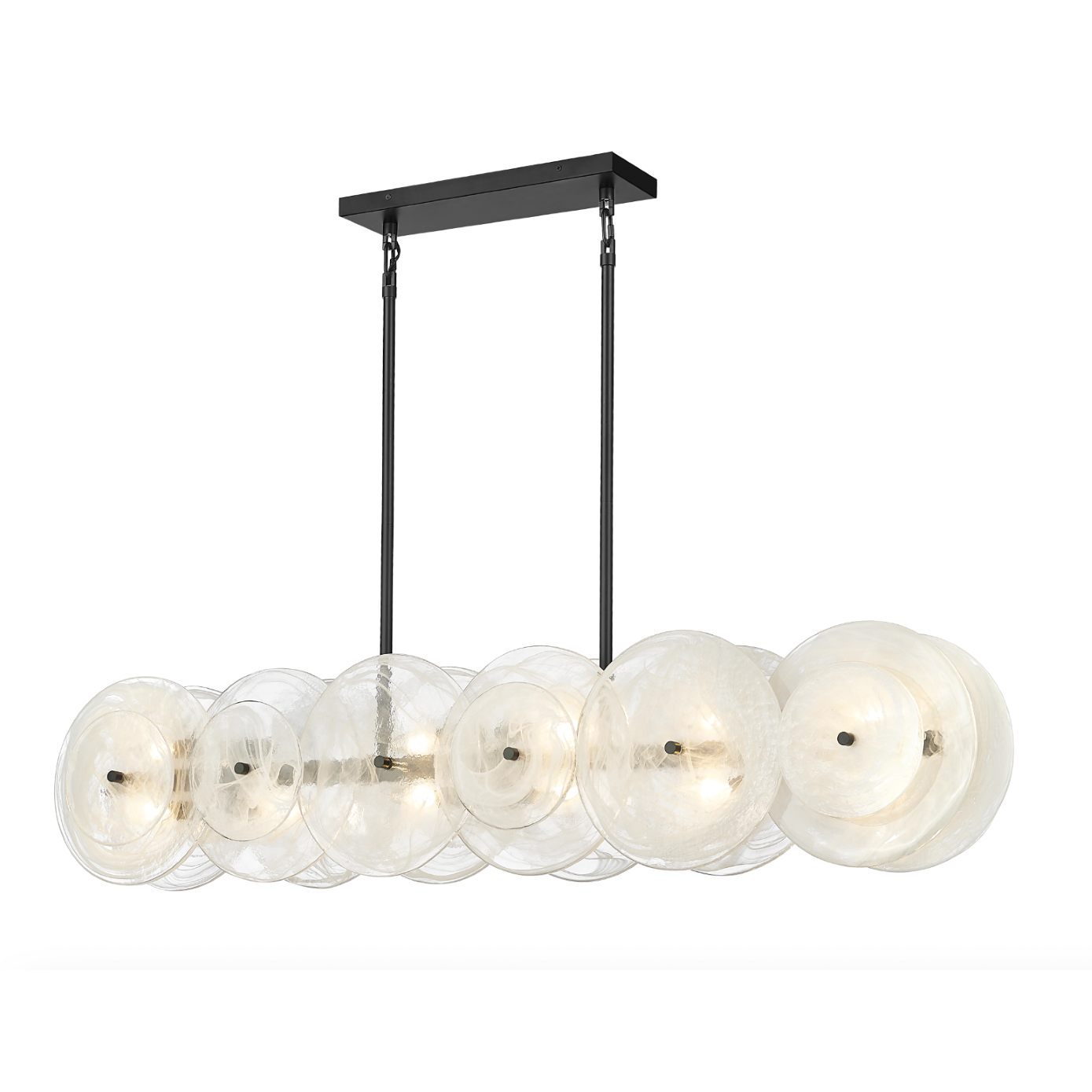 BOREAS 12 LIGHT LINEAR CHANDELIER W/ ALABASTER GLASS