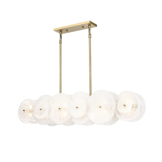 BOREAS 12 LIGHT LINEAR CHANDELIER W/ ALABASTER GLASS