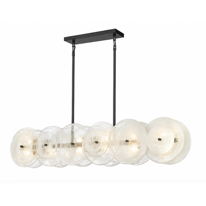 BOREAS 12 LIGHT LINEAR CHANDELIER W/ ALABASTER GLASS