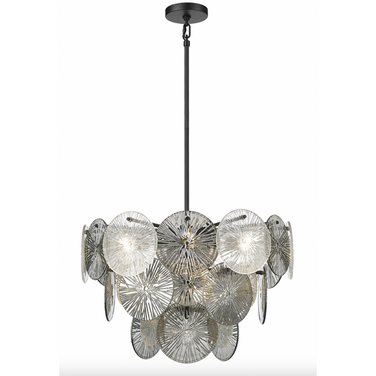 KRONOS 9 LIGHT CHANDELIER W/ SMOKED GLASS