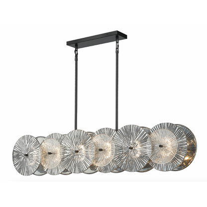KRONOS 12 LIGHT LINEAR CHANDELIER W/ SMOKED GLASS