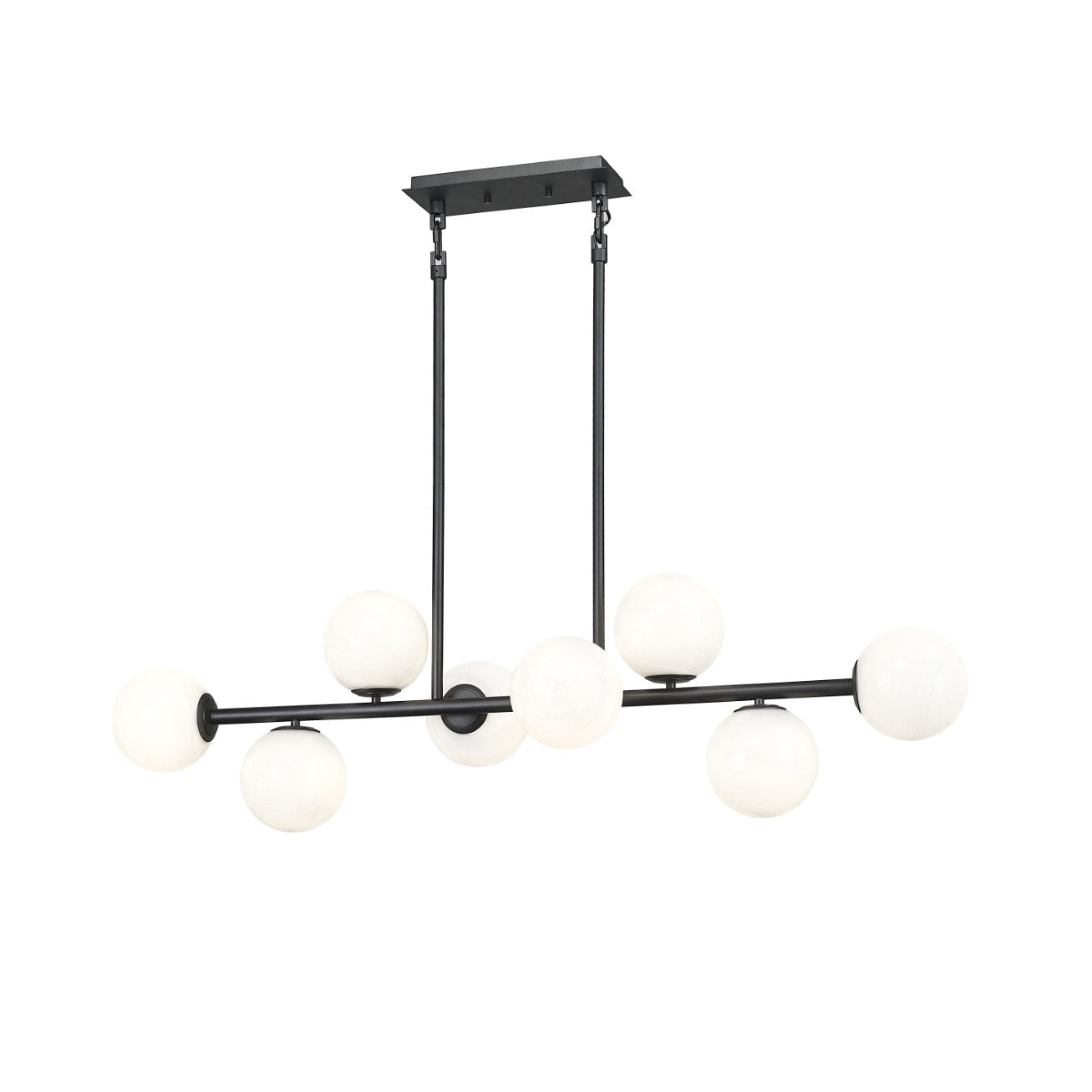 OCULUS 8 LIGHT LINEAR CHANDELIER W/ ALABASTER GLASS