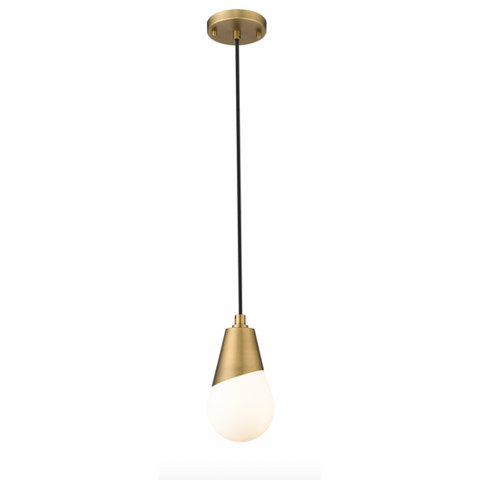 STAVROS 1 LIGHT PENDANT W/ ALABASTER WHITE GLASS